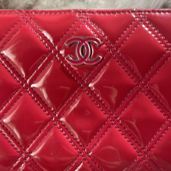CHANEL Matelasse CC Logo Long Wallet Rose Pink Patent Leather - Picture 3 of 15